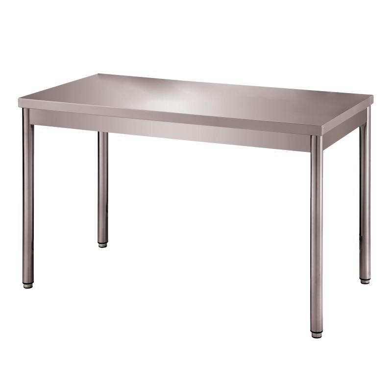 TABLE CENTRALE DEMONTABLE INOX, PIEDS RONDS  L 2 000 P 700 H 850