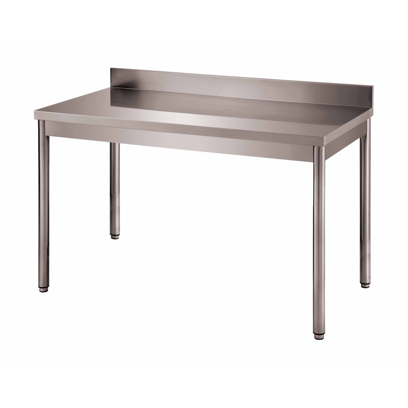 TABLE ADOSSEE DEMONTABLE INOX 304, PIEDS RONDS, L 1 800 P 700 H 850
