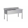 PLONGE INOX SOUDEE 2 BACS 400 X 500 X 250 MM EGOUTTOIR A DROITE