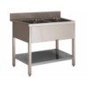 PLONGE INOX SOUDEE 2 BACS 600 X 500 X 300 MM SANS EGOUTTOIR AVEC ETAGERE BASSE