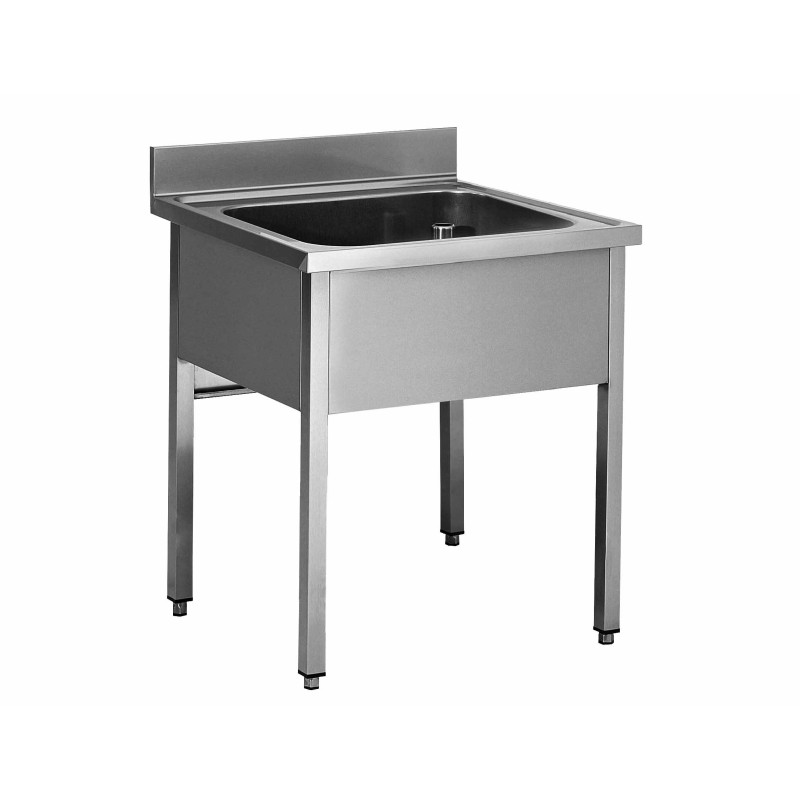 PLONGE INOX 304 DEMONTABLE 1 BAC 400 X 400 X 250 MM PIEDS CARRES SANS EGOUTTOIR