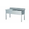 PLONGE INOX 304 DEMONTABLE 2 BACS 600 X 500 X 300 MM PIEDS CARRES EGOUTTOIR A GAUCHE