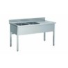 PLONGE INOX 304 DEMONTABLE 2 BACS 400 X 500 X 250 MM PIEDS CARRES EGOUTTOIR A DROITE