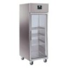 ARMOIRE REFRIGEREE INOX, 1 PORTE VITREE 650 LITRES -2/+8°C, FROID VENTILE, 3 GRILLES GN2/1,