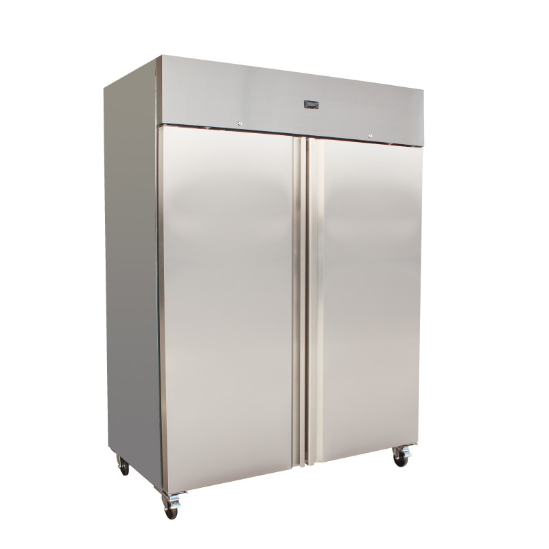 ARMOIRE REFRIGEREE INOX A ECONOMIE D'ENERGIE 1300L -2°C/+8°C, CLASSE 5, 2 PORTES PLEINES