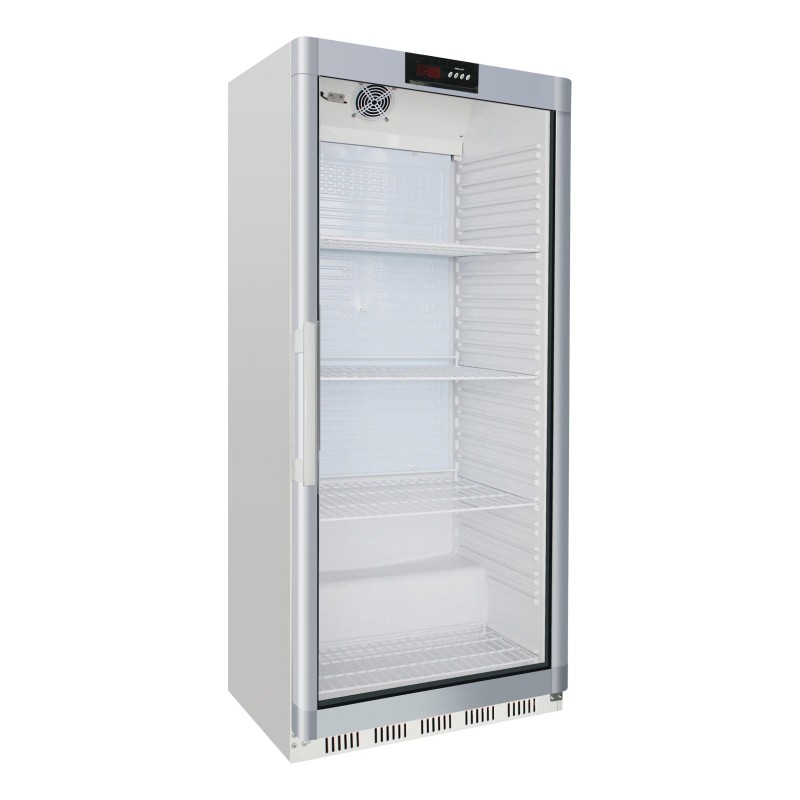ARMOIRE REFRIGEREE BLANCHE PORTE VITREE , +2/+8°C AVEC 3+1 CLAYETTES, FERMETURE A CLE