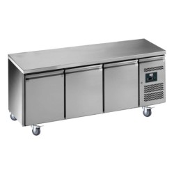 DESSERTE REFRIGEREE INOX CENTRALE -2/+8°C  DESSUS INOX, 3 P. 600 X 400 MM, SUR ROULETTES Ø 100 MM, L 2020 P 800 H 850