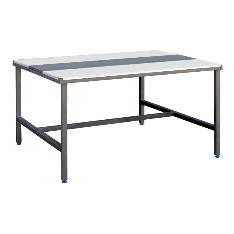 TABLE DECOUPE MIXTE FACE A FACE, CHASSIS INOX 304, ETAGERE BASSE, L 1 800 P 1 200 mm H 850 mm