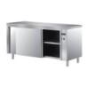 MEUBLE ETUVE INOX 304 CENTRAL, PORTES COULISSANTES DOUBLEES, ETAGERE INTERMEDIAIRE L 1 400 P 700 H 850